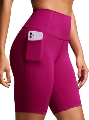 CRZ YOGA Women's Naked Feeling Biker Shorts with Pockets 8'' - High Waisted Yoga Gym Workout Spandex