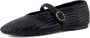 CUSHIONAIRE Women's Bistro Woven Mary Jane Flat  Memory Foam, Wide Widths Available