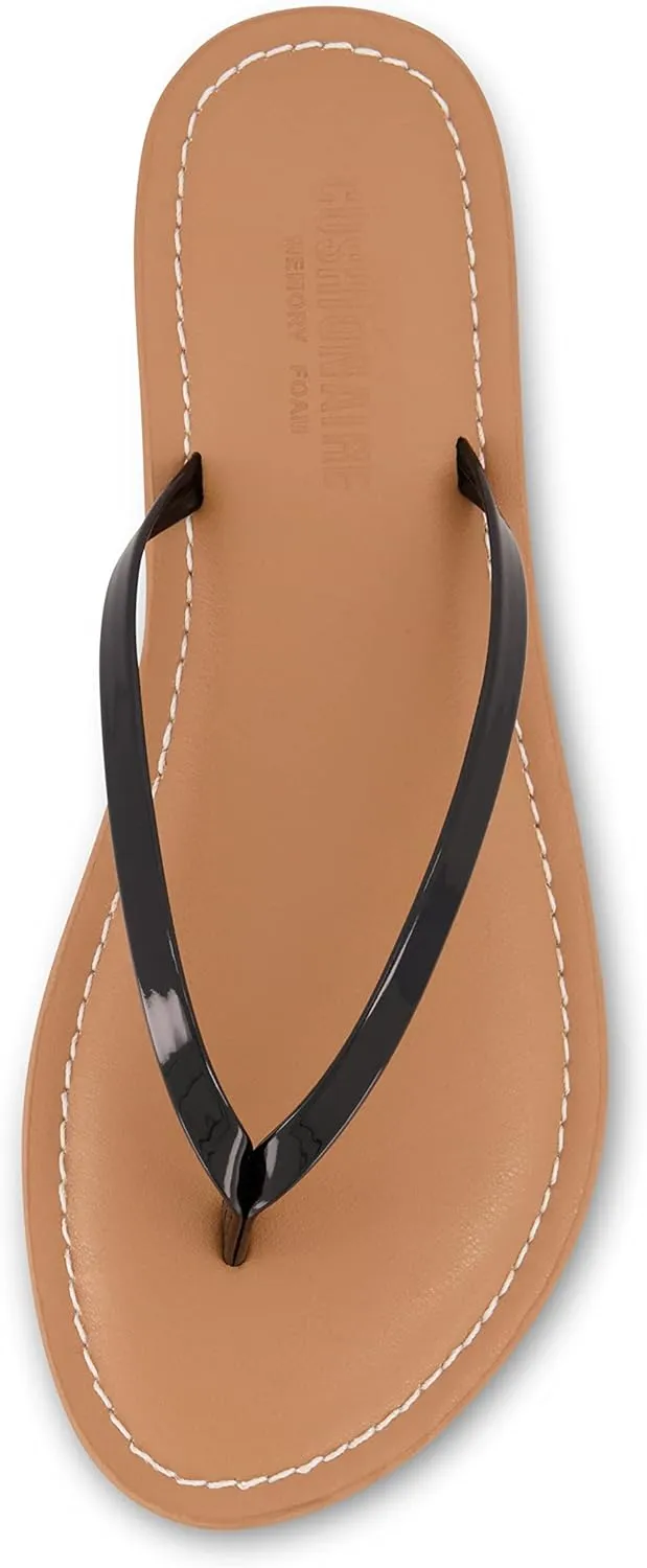 CUSHIONAIRE Women's Cora Flat Flip Flop Sandal with  Comfort
