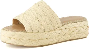 CUSHIONAIRE Women's Core Raffia Platform Sandal  Memory Foam and Wide Widths Available