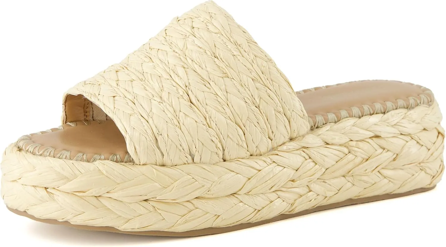 CUSHIONAIRE Women's Core Raffia Platform Sandal  Memory Foam and Wide Widths Available