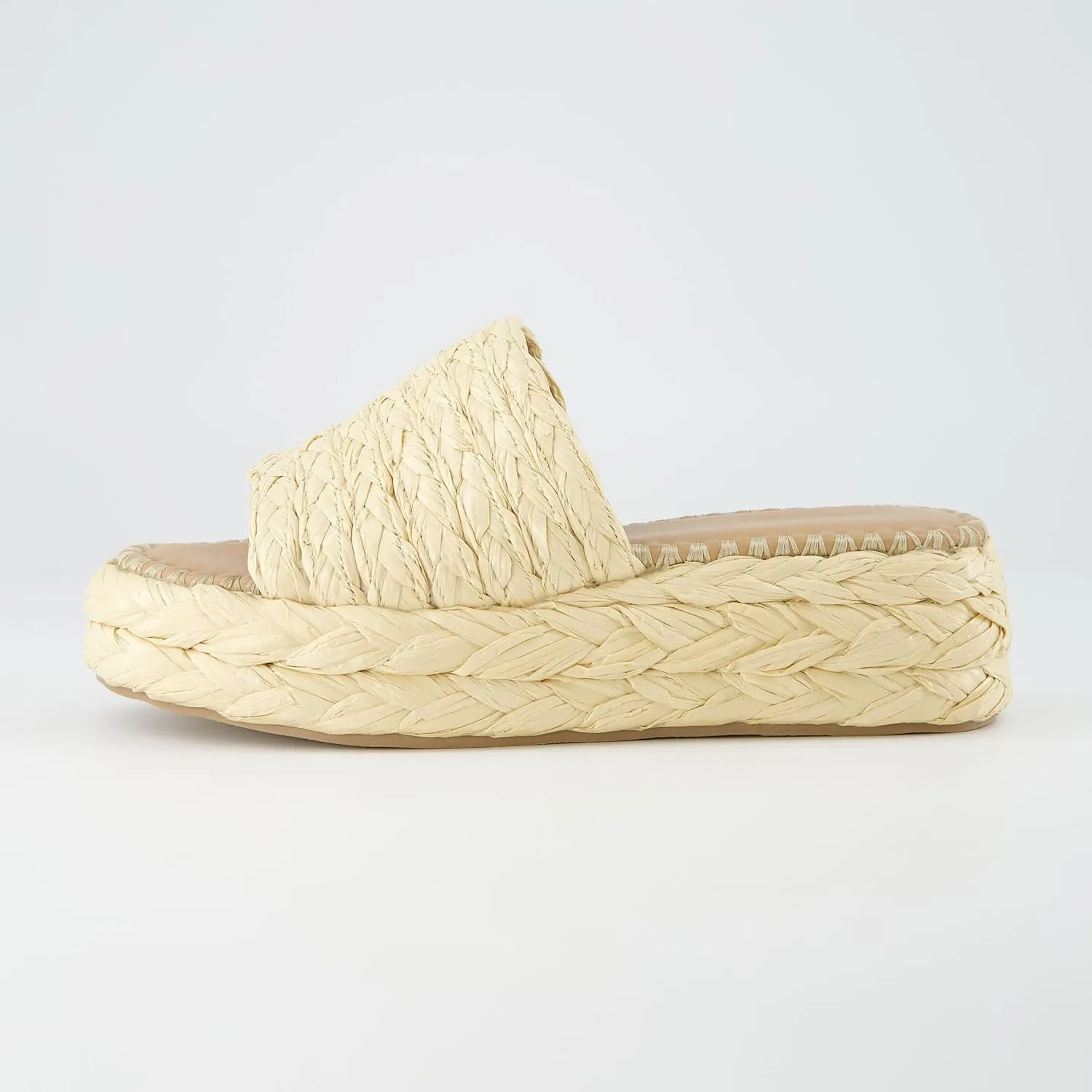 CUSHIONAIRE Women's Core Raffia Platform Sandal  Memory Foam and Wide Widths Available