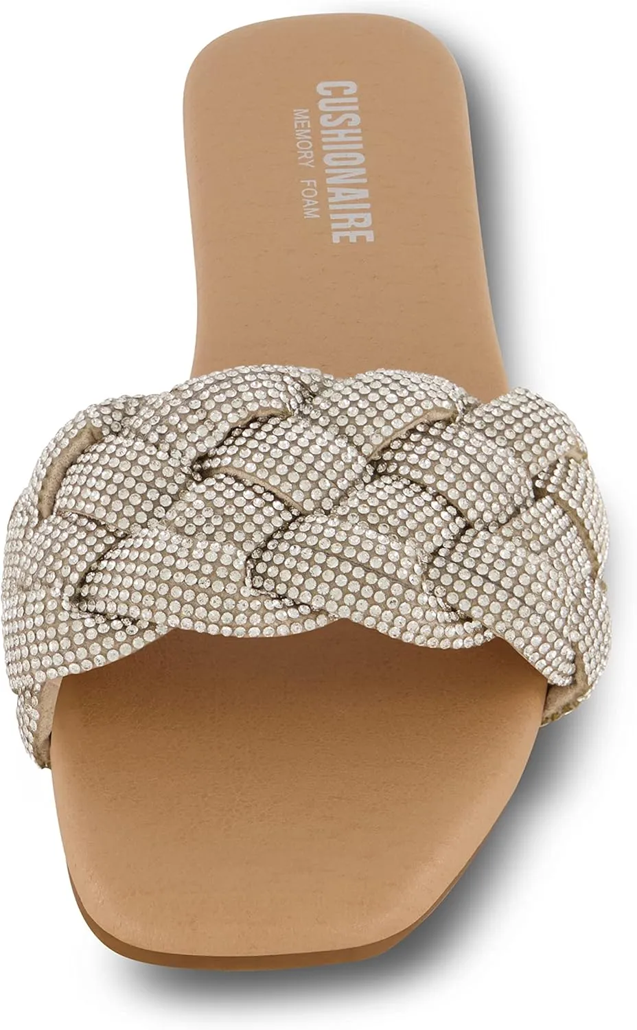 CUSHIONAIRE Women's Fisk woven rhinestone slide sandal  Memory Foam, Wide Widths Available