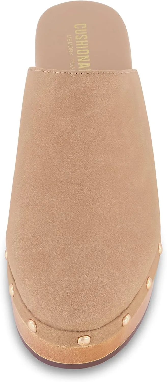 CUSHIONAIRE Women's Gibbons Faux Wood Clog with Memory Foam Padding, Wide Widths Available