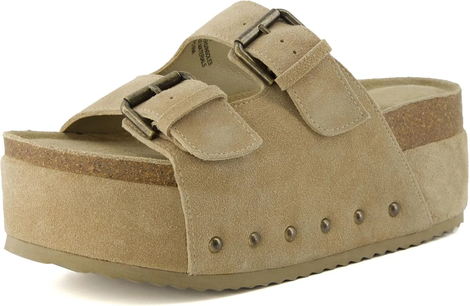 CUSHIONAIRE Women's Guru Genuine Leather footbed platform sandal with  Comfort, Wide Widths Available