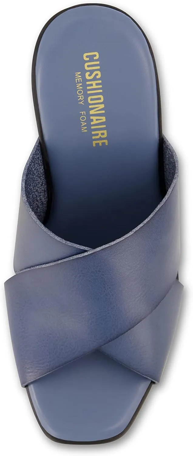 CUSHIONAIRE Women's Kamari Faux Wood Sandal with Memory Foam Padding, Wide Widths Available