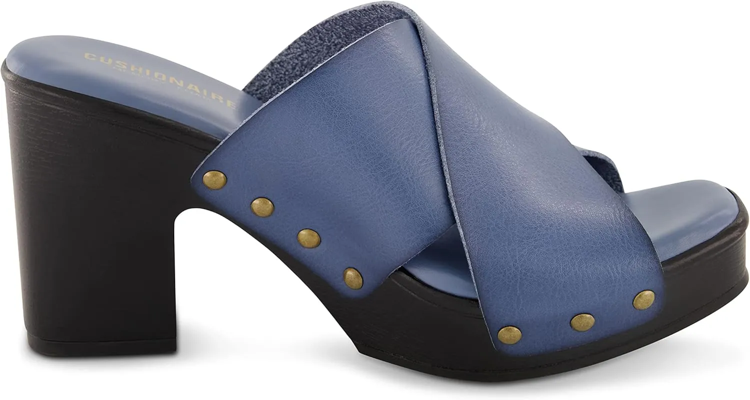 CUSHIONAIRE Women's Kamari Faux Wood Sandal with Memory Foam Padding, Wide Widths Available