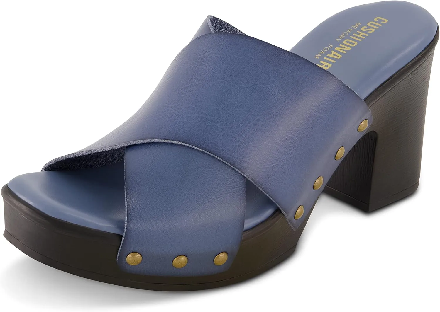 CUSHIONAIRE Women's Kamari Faux Wood Sandal with Memory Foam Padding, Wide Widths Available