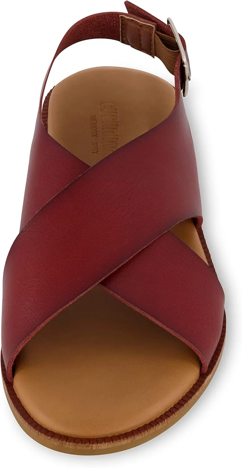 CUSHIONAIRE Women's Lake cross band sandal  Memory Foam