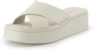 CUSHIONAIRE Women's Pepe crossband platform sandal with  Memory Foam