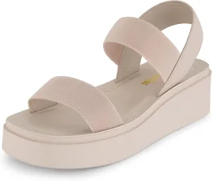 CUSHIONAIRE Women's Pilar stretch platform sandal with  Memory Foam