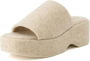 CUSHIONAIRE Women's Spin one band platform sandal with  Memory Foam