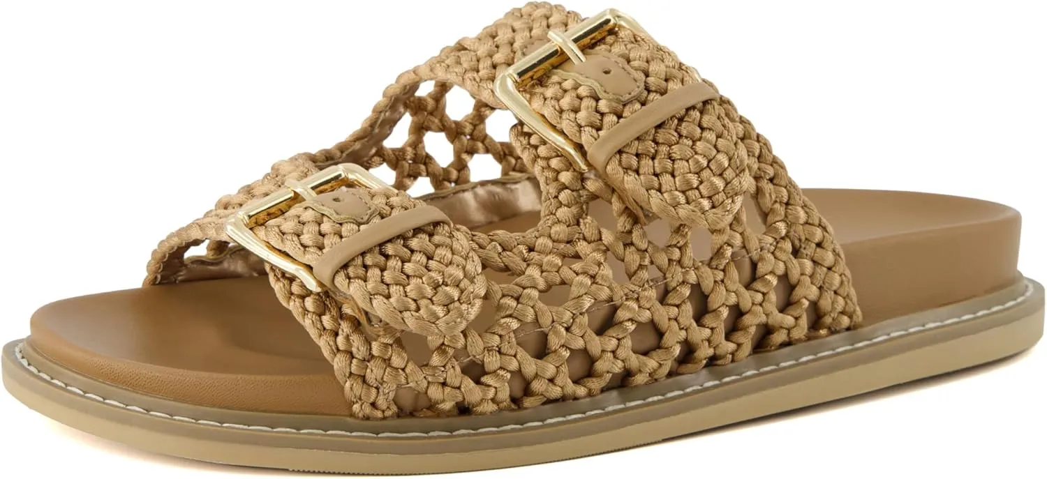 CUSHIONAIRE Women's Weaver Woven footbed sandal with  Comfort, Wide Widths Available
