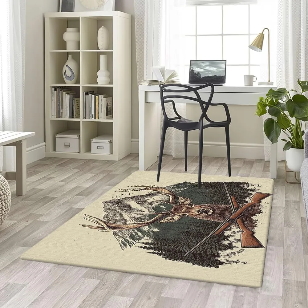 Custom Deer Hunting Rug, Wildlife Moutain Forest Deers Runner Rug, Camo Carpet Area Rug Ultra Soft for Boys Room Decor Living Room Farmhouse Mat for Entryway Indoor Outdoor (DEER-DS01)