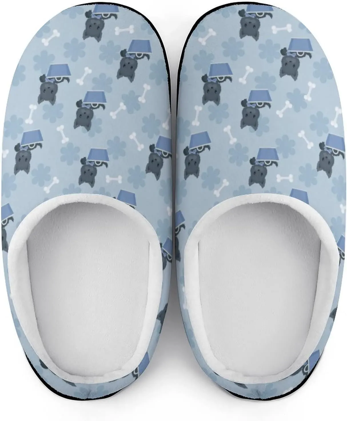 Cute Animal of Scottie Dog Pattern Slippers for Women Girls Soft Indoor Outdoor Winter Warm Comfy House Bedroom Slippers