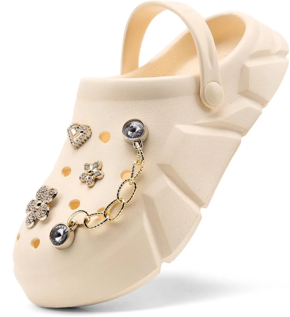 Cute Butterfly-Themed Lightweight Girls' Clogs, Platform Soft Sole Closed Toe EVA Home Garden Clog Shoes, Two-Way Wear Breathable Beach Clogs, Trendy Non-Slip Slip-On Sandals for Outdoor Indoor