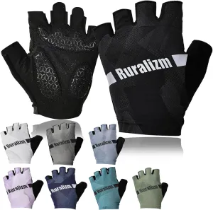 Cycling Bike Gloves for Men Women Anti-Slip Grip Padding Half Finger, Breathable Shock Absortion Fingerless Bicycle Mountain Road Biking Gloves