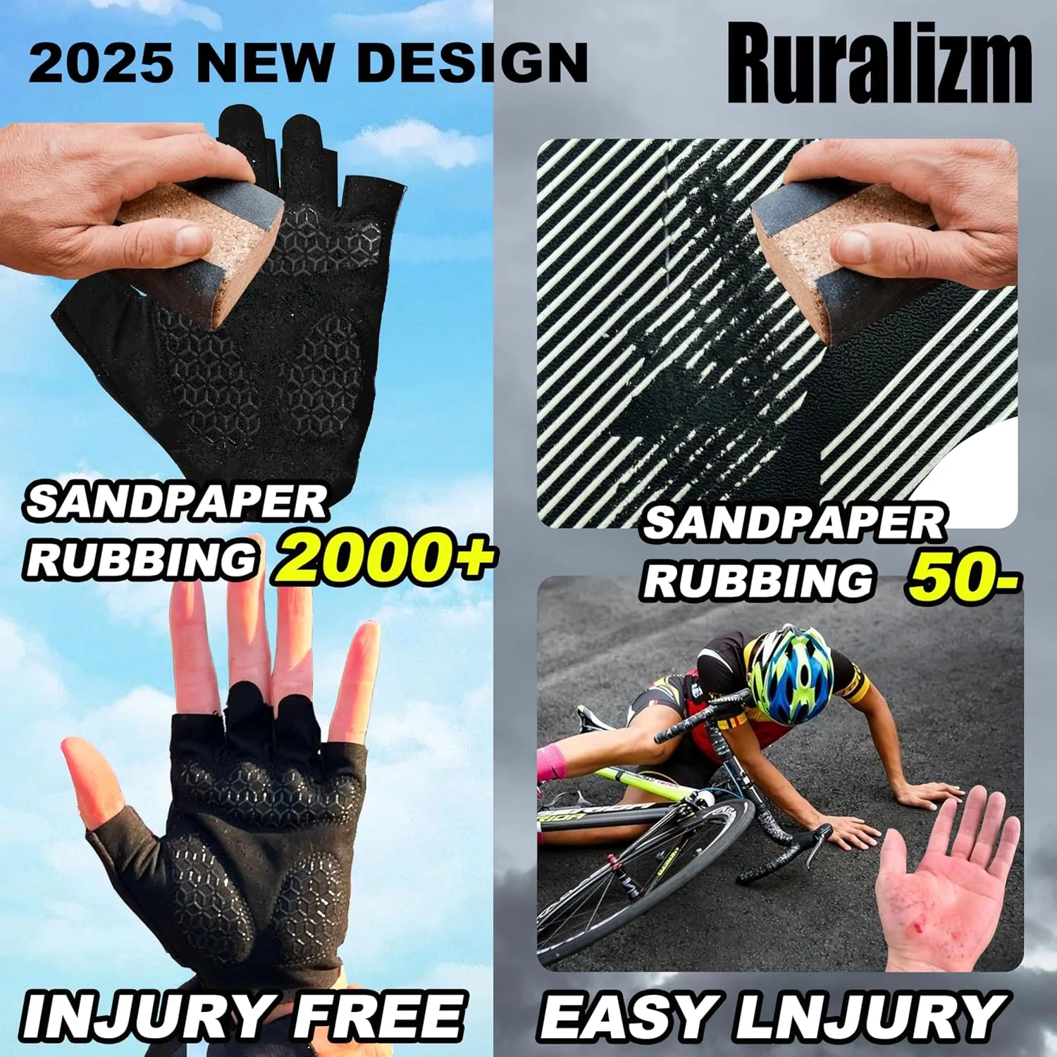 Cycling Bike Gloves for Men Women Anti-Slip Grip Padding Half Finger, Breathable Shock Absortion Fingerless Bicycle Mountain Road Biking Gloves