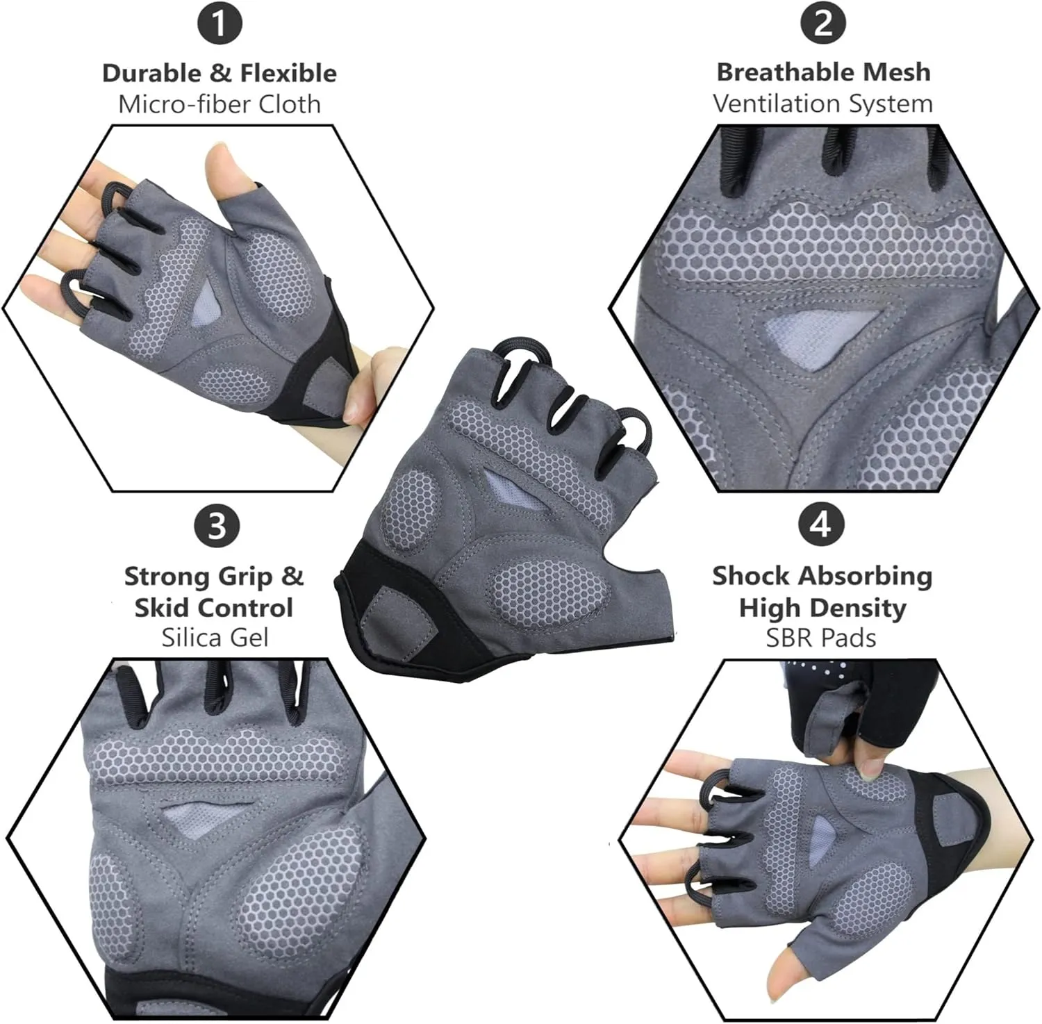 Cycling Gloves Mountain Bike for Men – Shock Absorbing SBR Gel Padded – Anti Slip Palm – Ultra Breathable – Specialized for Mens Bicycling, Biking, MTB Biker, Road Bicycle Riding