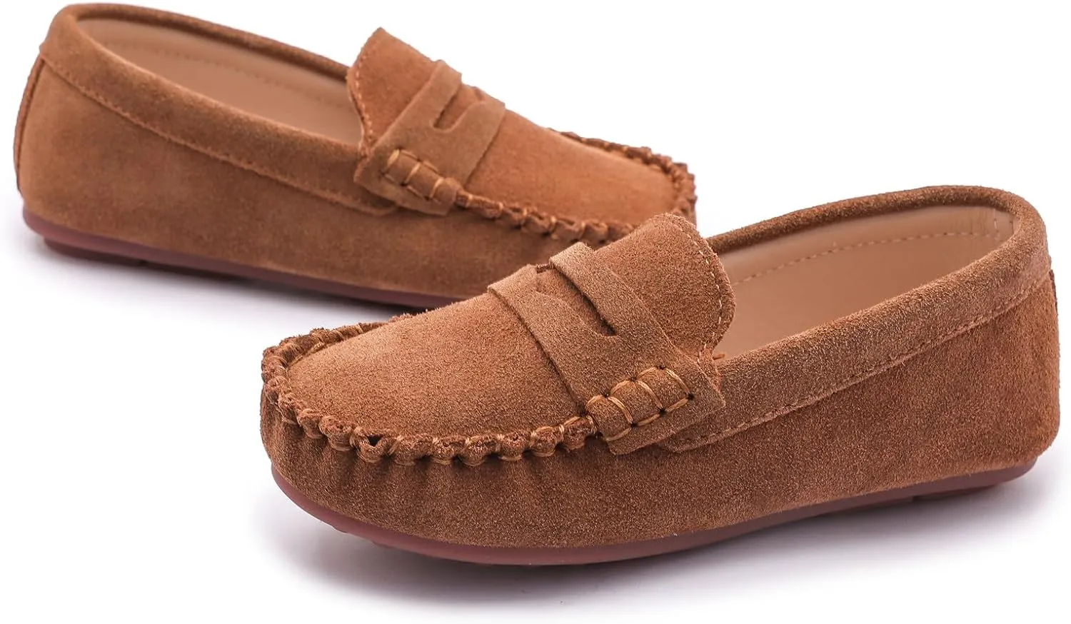 DADAWEN Toddler Little Kid Boys Girls Soft Suede Leather Slip On Loafer Flats Dress Shoes Casual Boat Shoes Wedding Church School Oxford Shoes Loafers