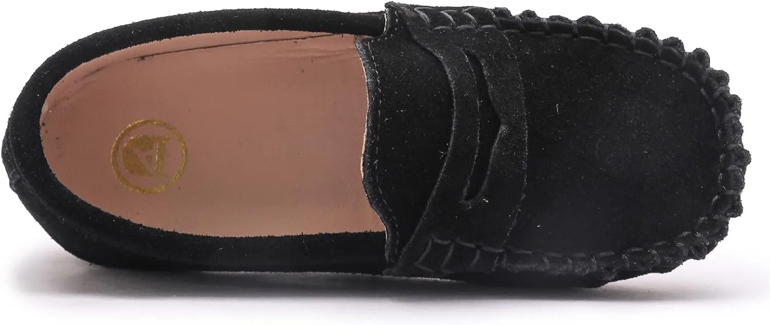 DADAWEN Toddler Little Kid Boys Girls Soft Suede Leather Slip On Loafer Flats Dress Shoes Casual Boat Shoes Wedding Church School Oxford Shoes Loafers