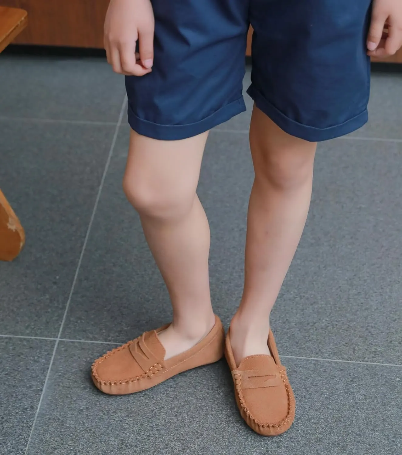 DADAWEN Toddler Little Kid Boys Girls Soft Suede Leather Slip On Loafer Flats Dress Shoes Casual Boat Shoes Wedding Church School Oxford Shoes Loafers