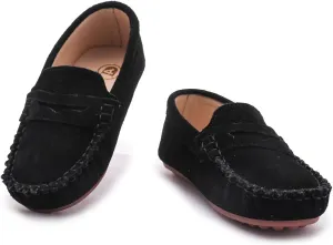 DADAWEN Toddler Little Kid Boys Girls Soft Suede Leather Slip On Loafer Flats Dress Shoes Casual Boat Shoes Wedding Church School Oxford Shoes Loafers