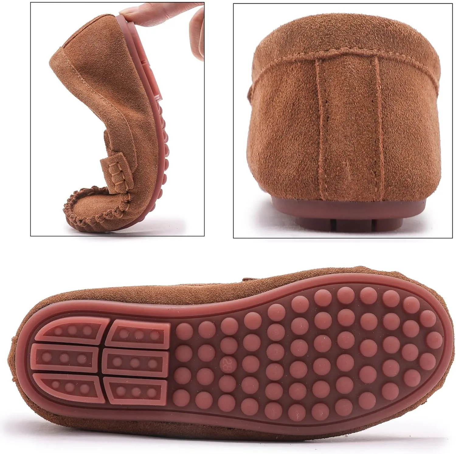 DADAWEN Toddler Little Kid Boys Girls Soft Suede Leather Slip On Loafer Flats Dress Shoes Casual Boat Shoes Wedding Church School Oxford Shoes Loafers