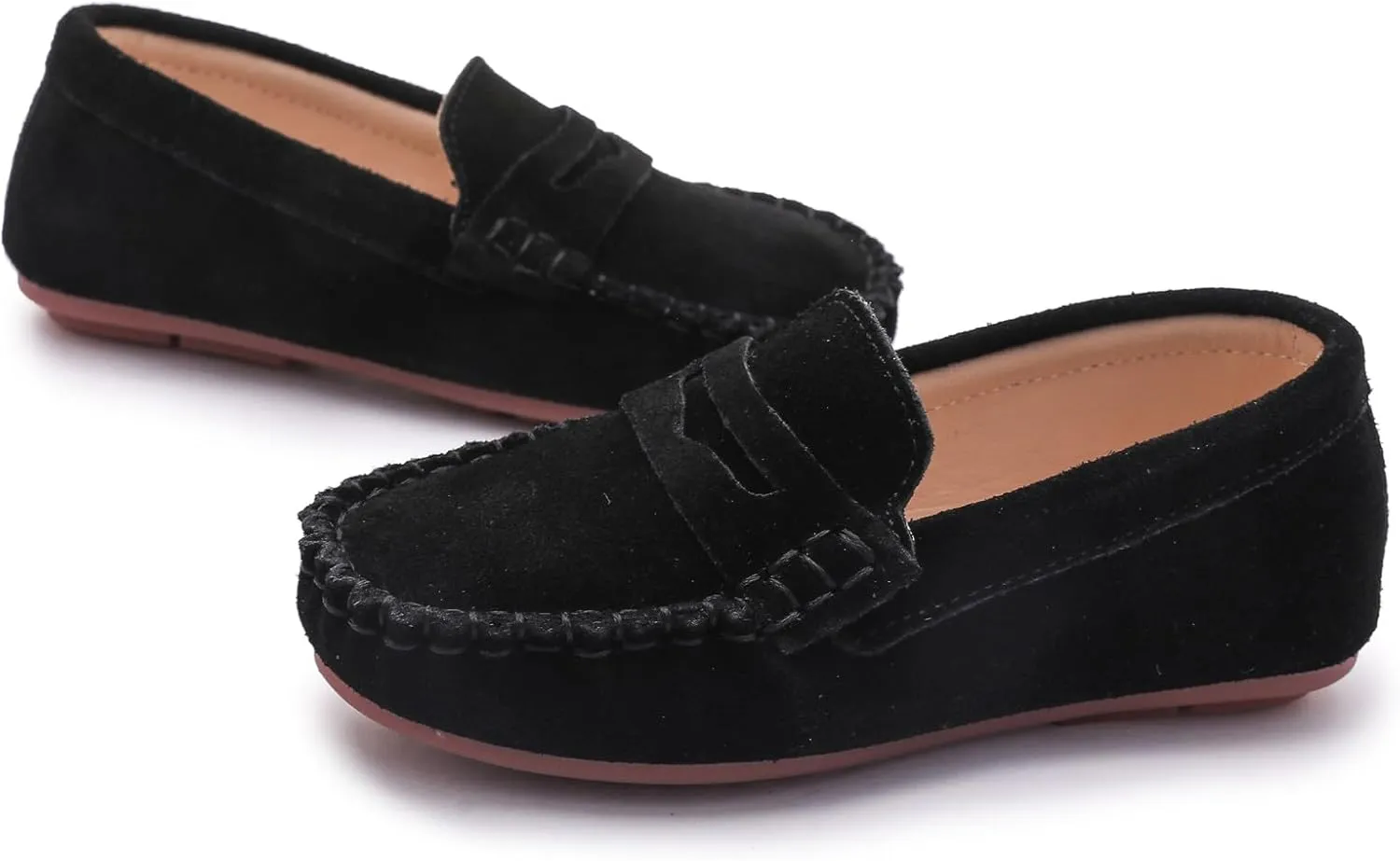 DADAWEN Toddler Little Kid Boys Girls Soft Suede Leather Slip On Loafer Flats Dress Shoes Casual Boat Shoes Wedding Church School Oxford Shoes Loafers