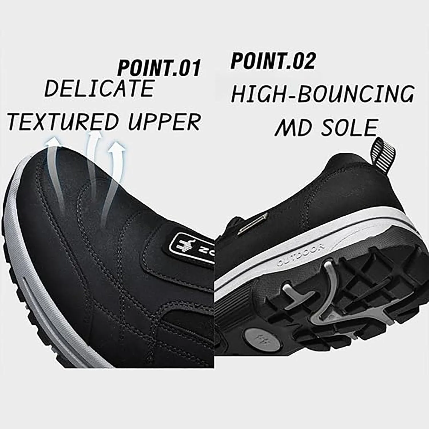 Dallader Men's Comfortable Waterproof Orthopedic Walking Shoes, Breathable Outdoor Slip On Hiking Shoes