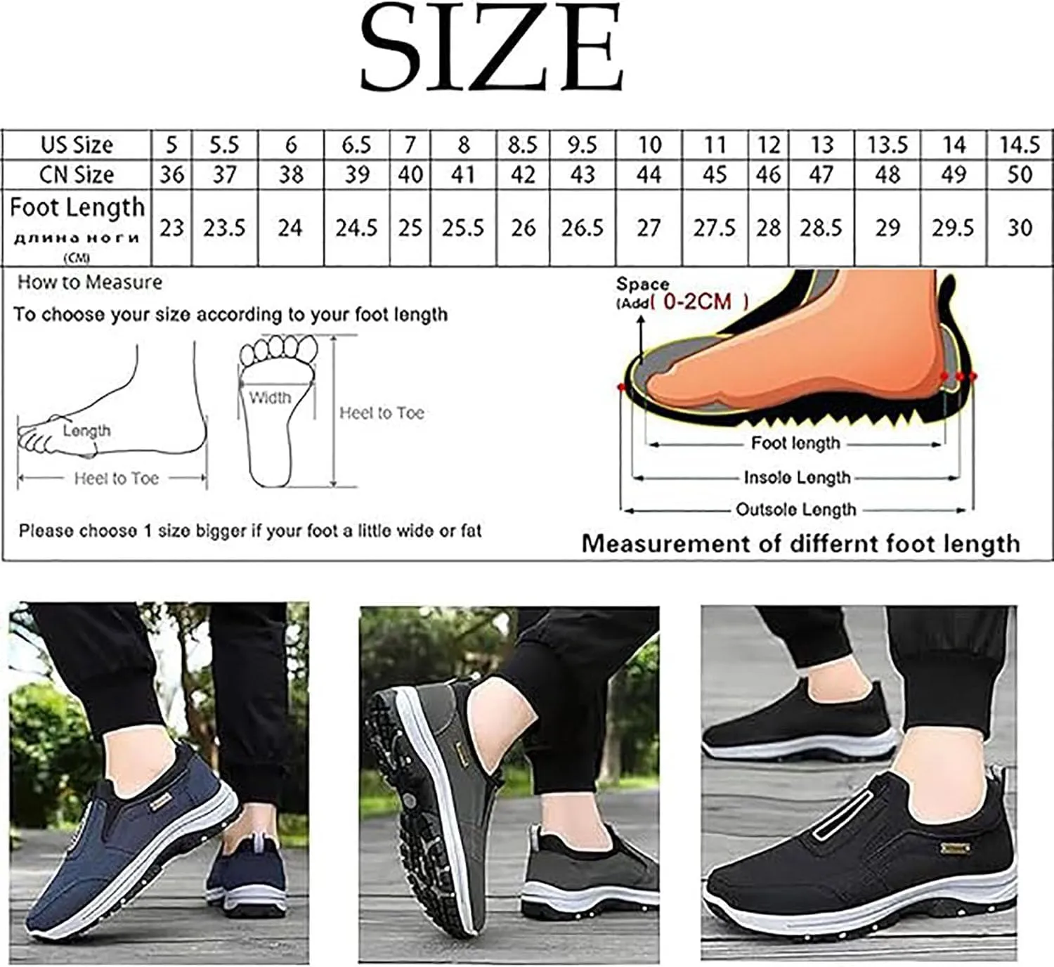 Dallader Men's Comfortable Waterproof Orthopedic Walking Shoes, Breathable Outdoor Slip On Hiking Shoes