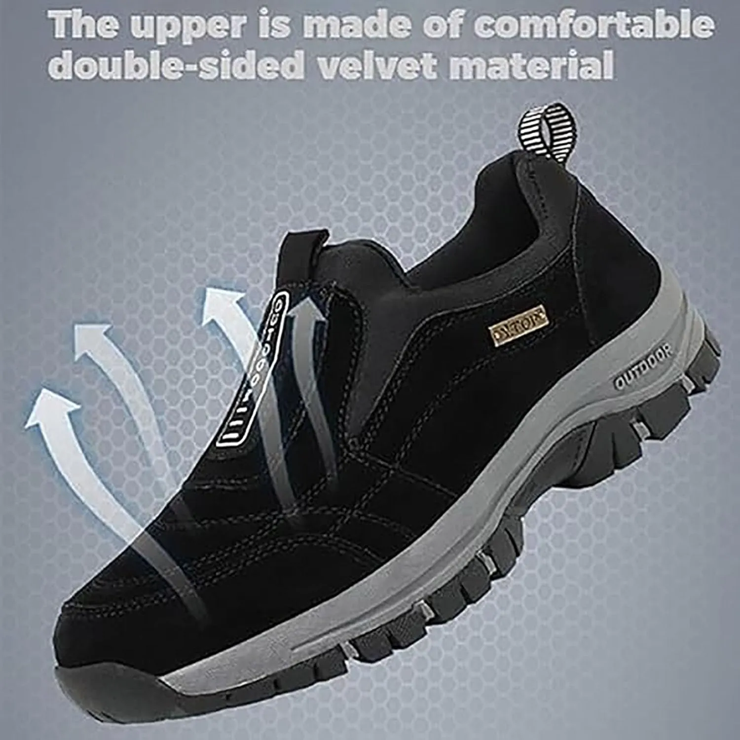 Dallader Men's Comfortable Waterproof Orthopedic Walking Shoes, Breathable Outdoor Slip On Hiking Shoes
