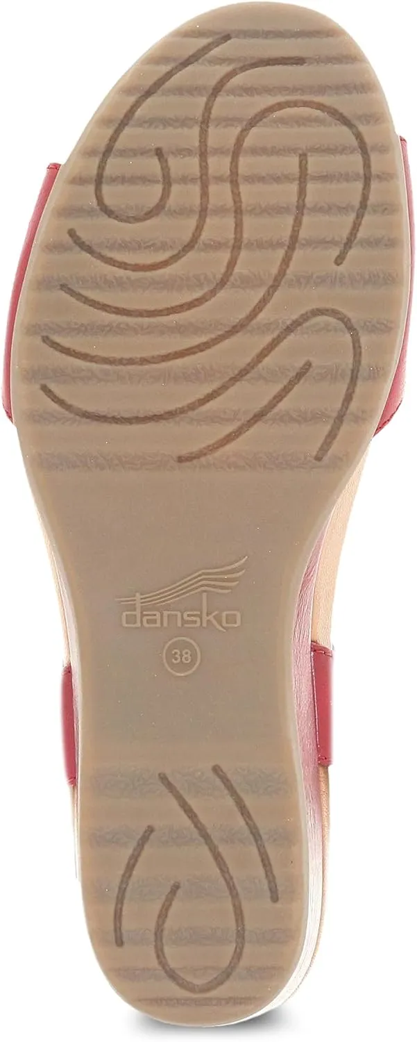 Dansko Arielle Wedge Sandal for Women – Cushioned, Contoured Footbed for All-Day Comfort and Support – Adjustable Hook & Loop Strap with Buckle Detail – Lightweight Rubber Outsole