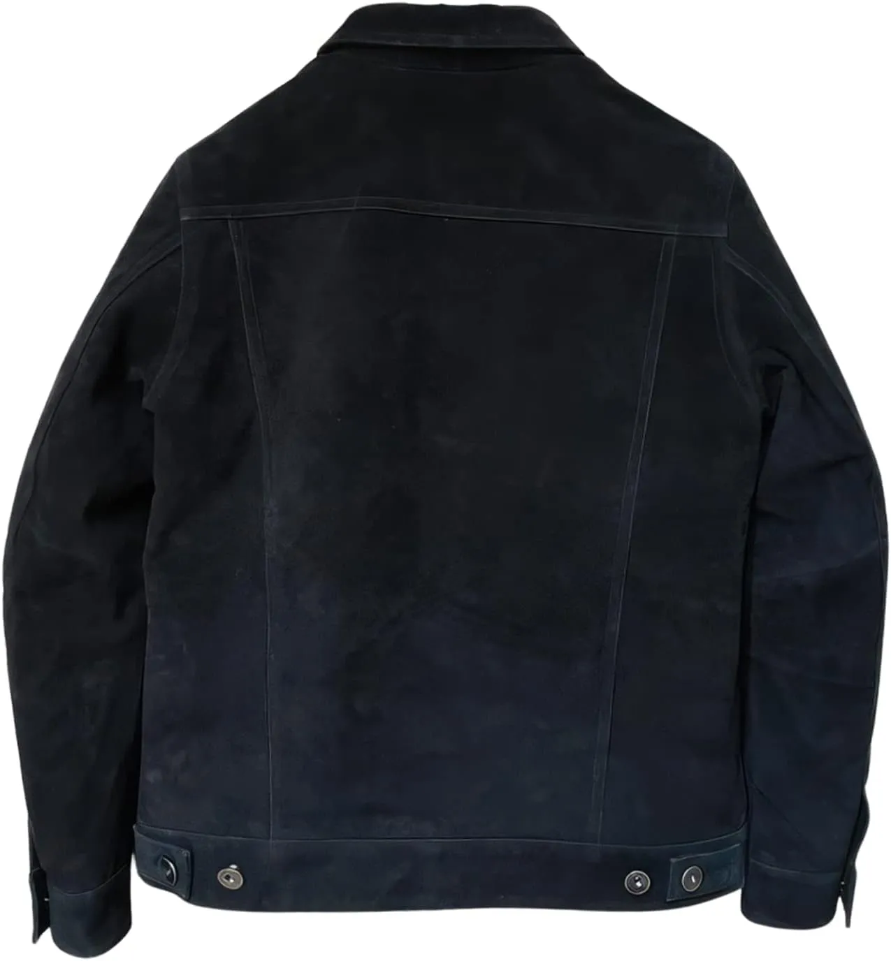 Dapper Togs Mens Third Generation Classic Native American Cowboy Vintage Midnight Blue Genuine Suede Shirt Collar Jacket