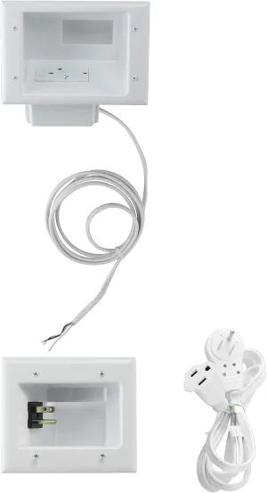 DATA COMM Electronics In Wall Cable Management Kit With Duplex Surge Suppressor - Behind Wall TV Wire Kit & In Wall Cord Concealer For Sleek TV Setup - Easy DIY without Electrician