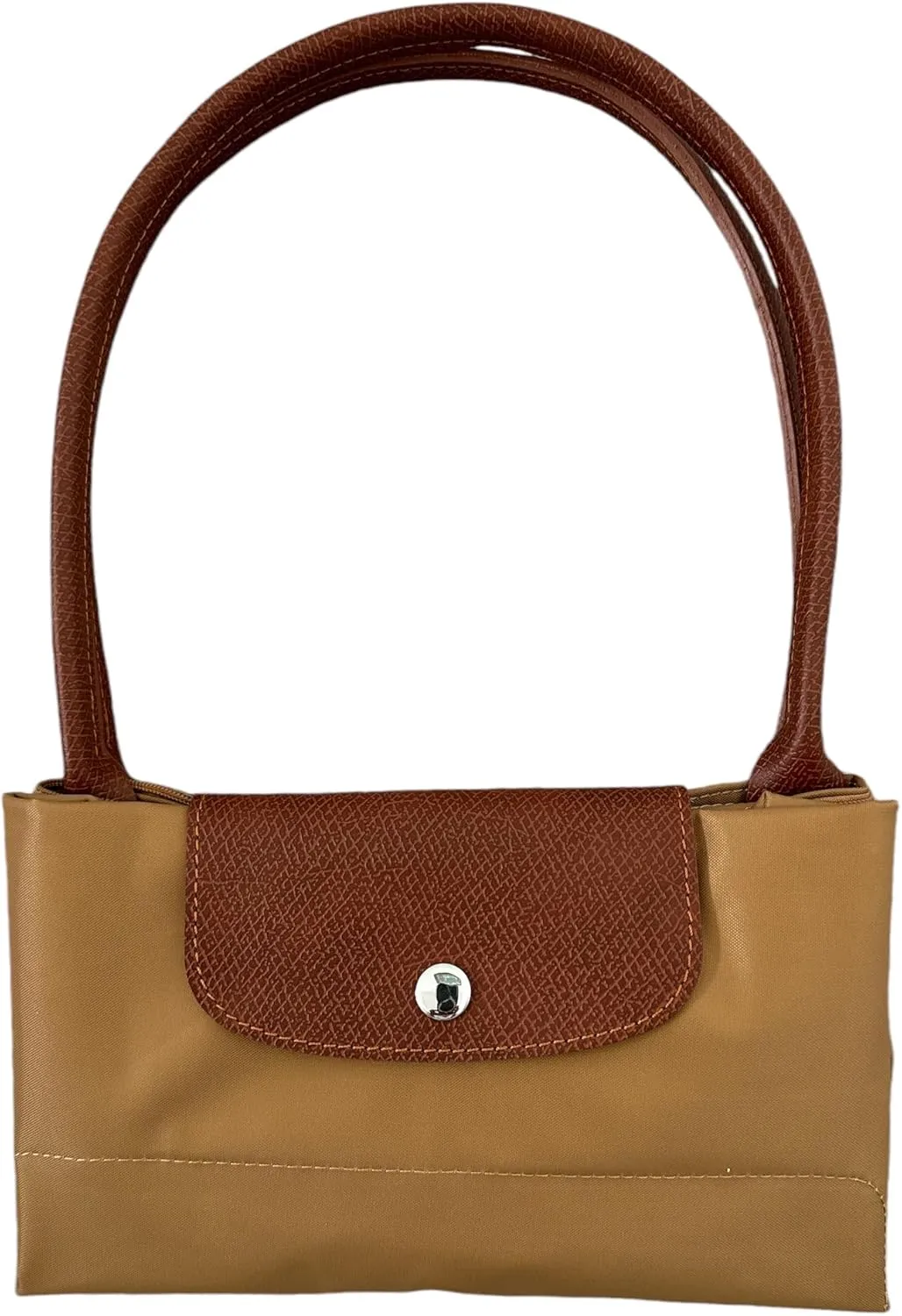 Designer-like Tote | Genuine Leather Trimming | Foldable | Nylon | Lightweight | Zipper Closure | Flat Inside Pockets