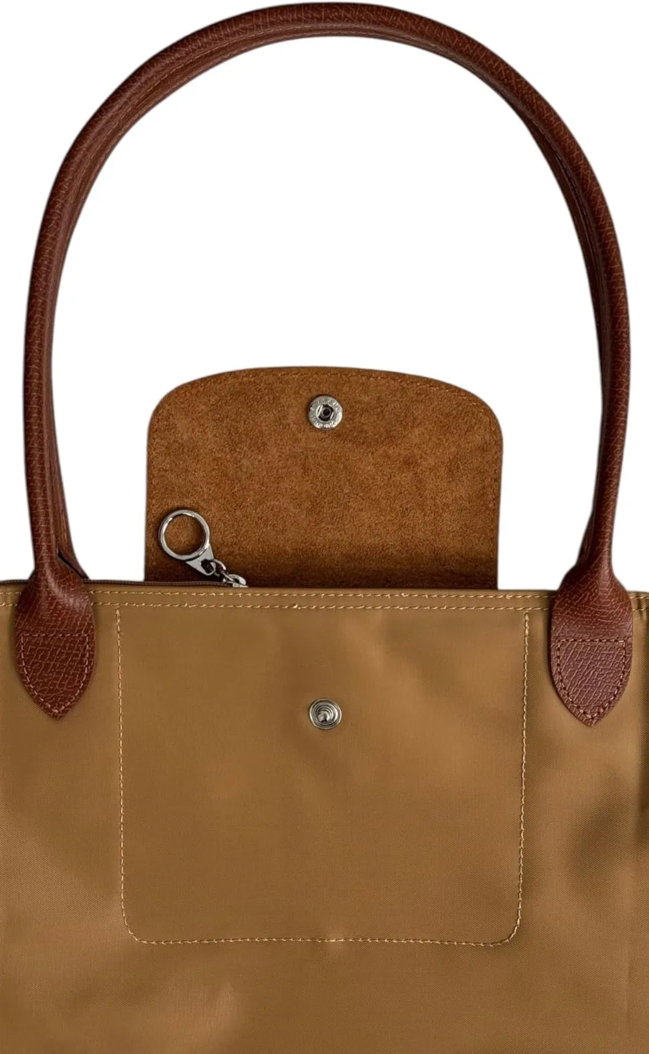 Designer-like Tote | Genuine Leather Trimming | Foldable | Nylon | Lightweight | Zipper Closure | Flat Inside Pockets