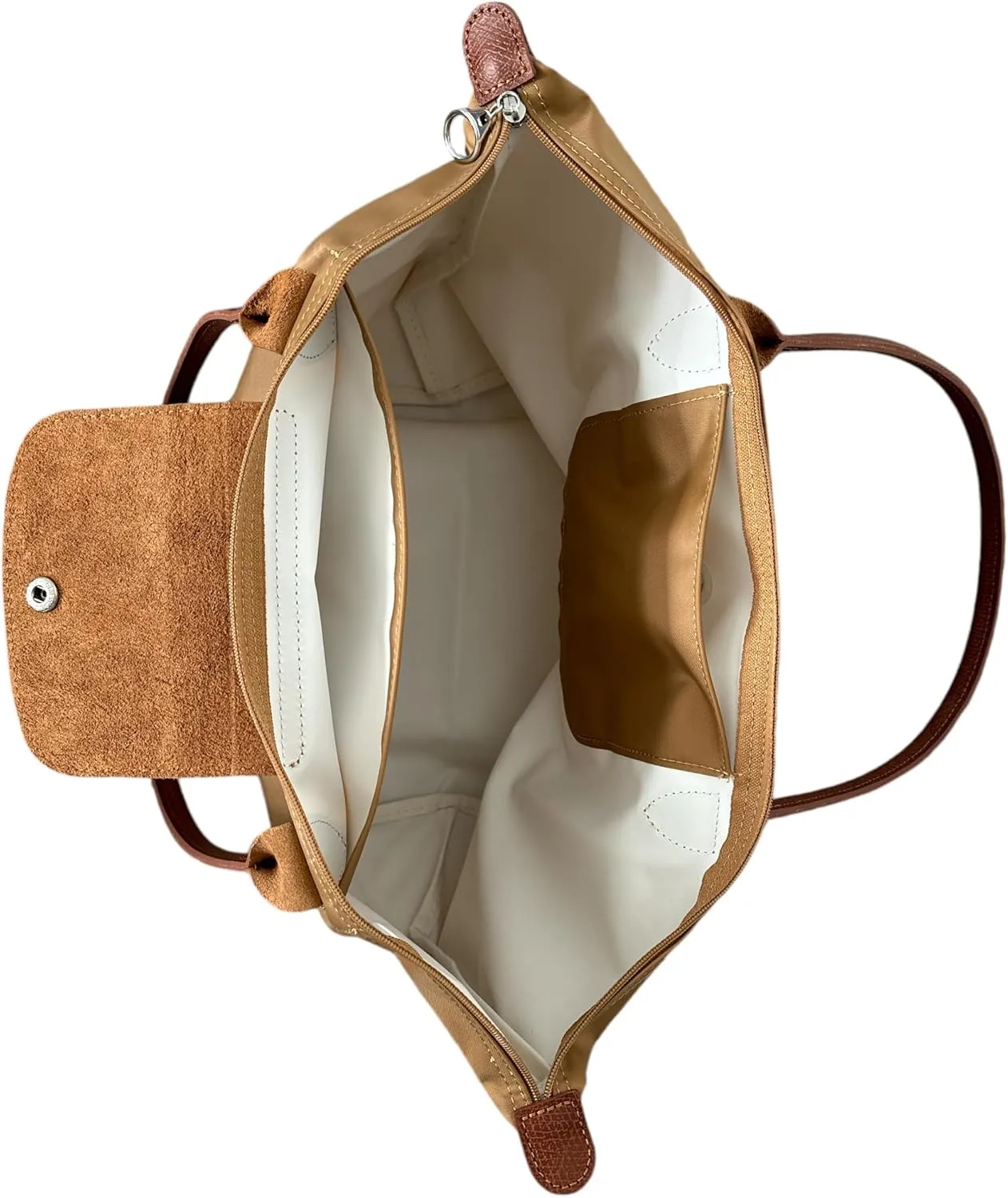 Designer-like Tote | Genuine Leather Trimming | Foldable | Nylon | Lightweight | Zipper Closure | Flat Inside Pockets