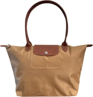Designer-like Tote | Genuine Leather Trimming | Foldable | Nylon | Lightweight | Zipper Closure | Flat Inside Pockets