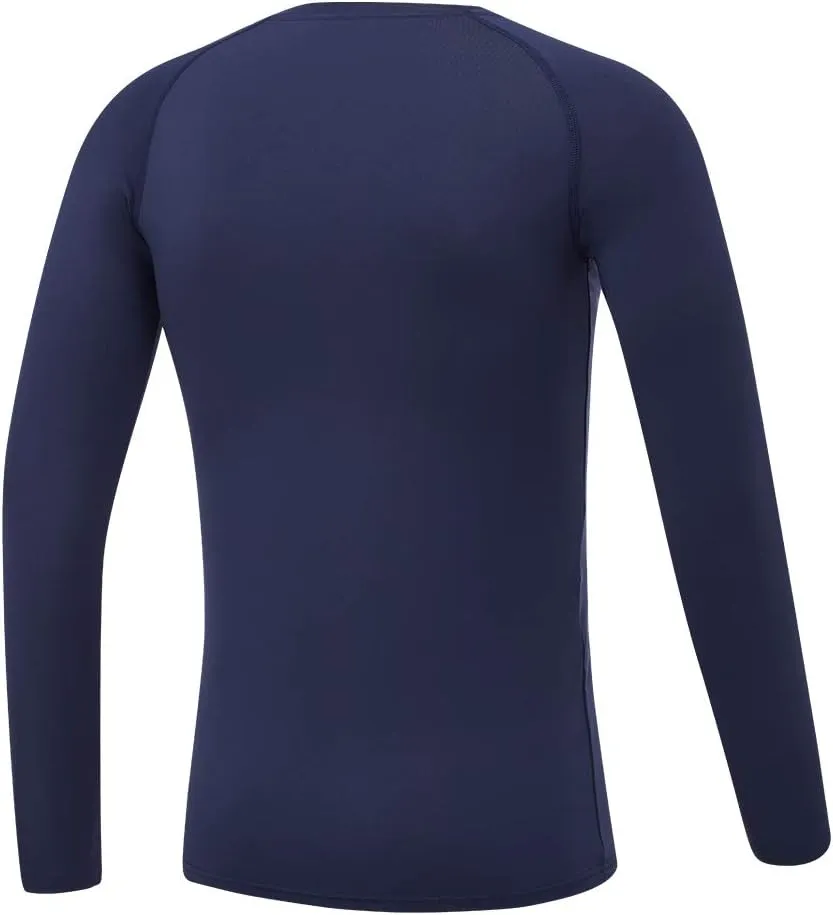 DEVOROPA Youth Boys Compression Shirt Long Sleeve Football Baseball Undershirt Quick Dry Kids Sports Baselayer Crewneck