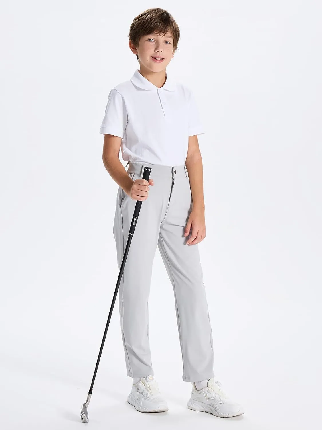 DEVOROPA Youth Boys Golf Dress Pants Stretch Flat Front Kids Athletic Casual Pants School Uniform Chino Twill Sweatpants