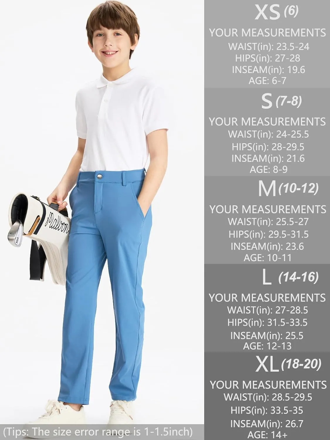 DEVOROPA Youth Boys Golf Dress Pants Stretch Flat Front Kids Athletic Casual Pants School Uniform Chino Twill Sweatpants