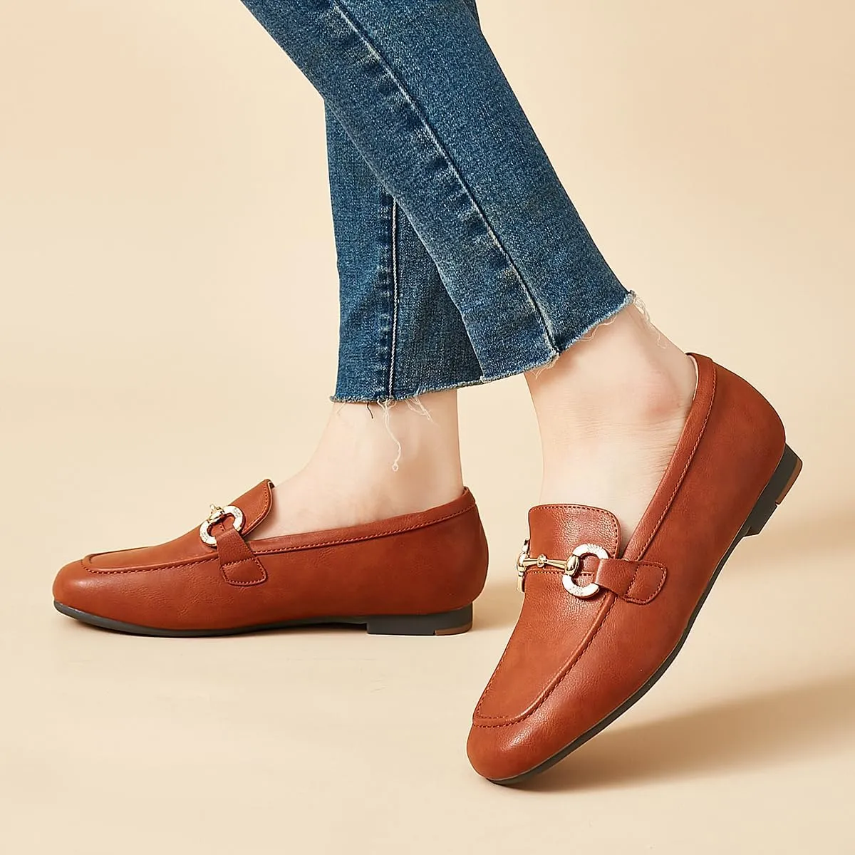 DeYashopin Womens Loafers Shoes Fashion Low Heel Slip on Shoes Comfortable Driving Flats