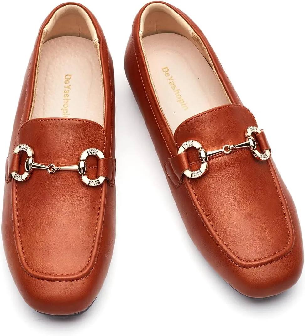 DeYashopin Womens Loafers Shoes Fashion Low Heel Slip on Shoes Comfortable Driving Flats