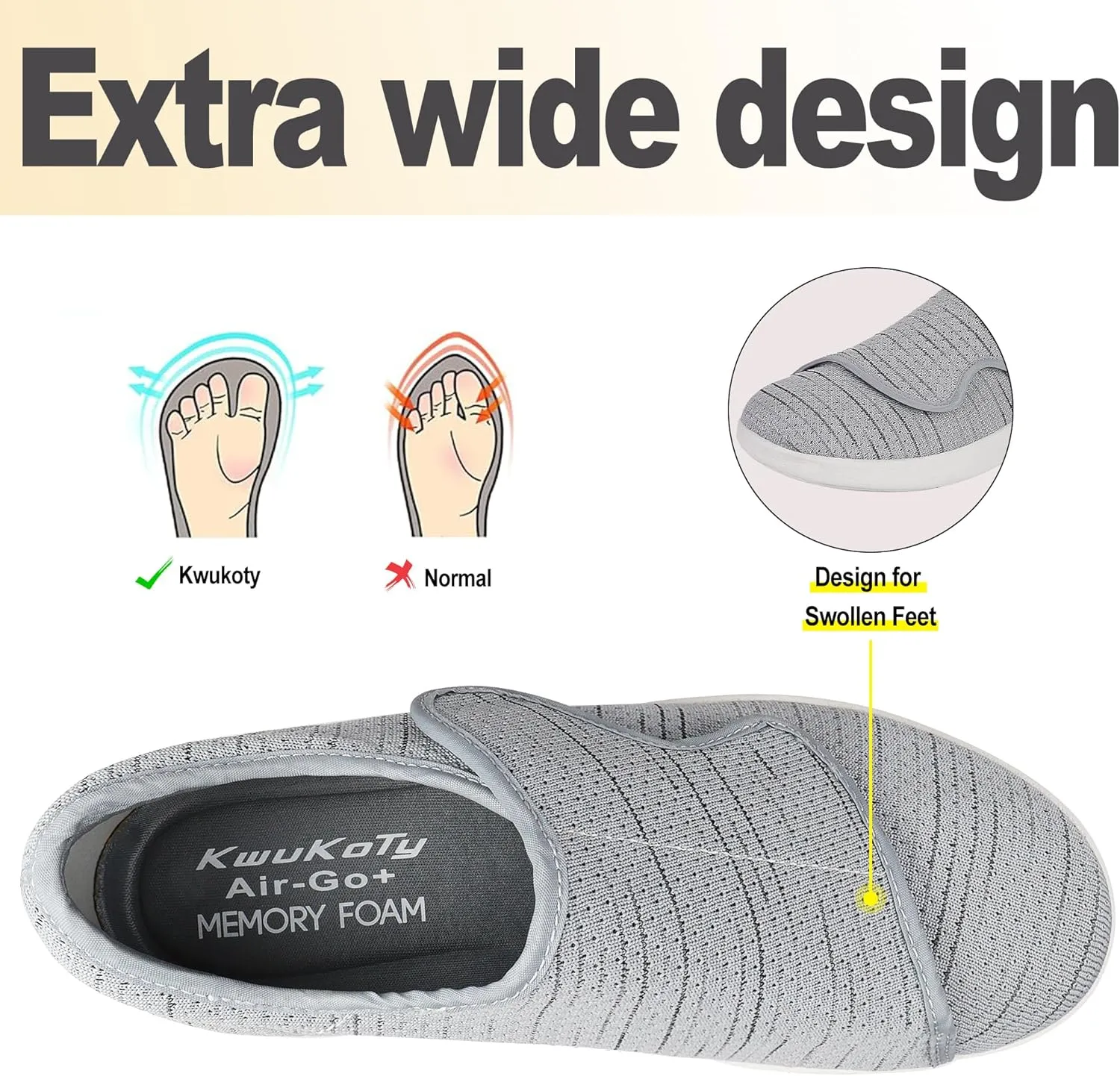Diabetic Shoes for Women Extra Wide Walking Shoes Slip-On Orthopedic Shoes