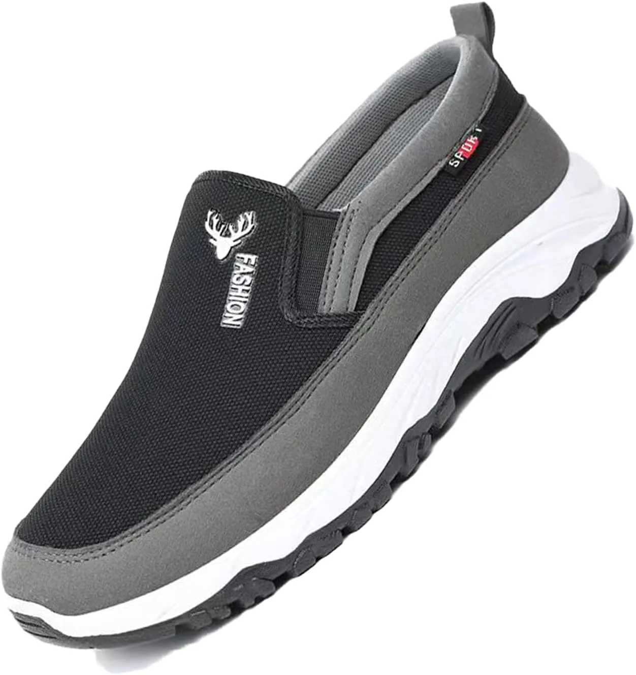 DirraBra Men's Slip-On Mesh Orthopedic Sneakers Walking Shoes,Sports Breathable Loafers Boat Shoes Casual Platform Comfy Non-Slip Hiking Working Shoes