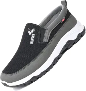 DirraBra Men's Slip-On Mesh Orthopedic Sneakers Walking Shoes,Sports Breathable Loafers Boat Shoes Casual Platform Comfy Non-Slip Hiking Working Shoes