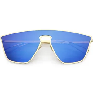 Disco Retro Modern Mirrored Flat Lens Metal Sunglasses C870