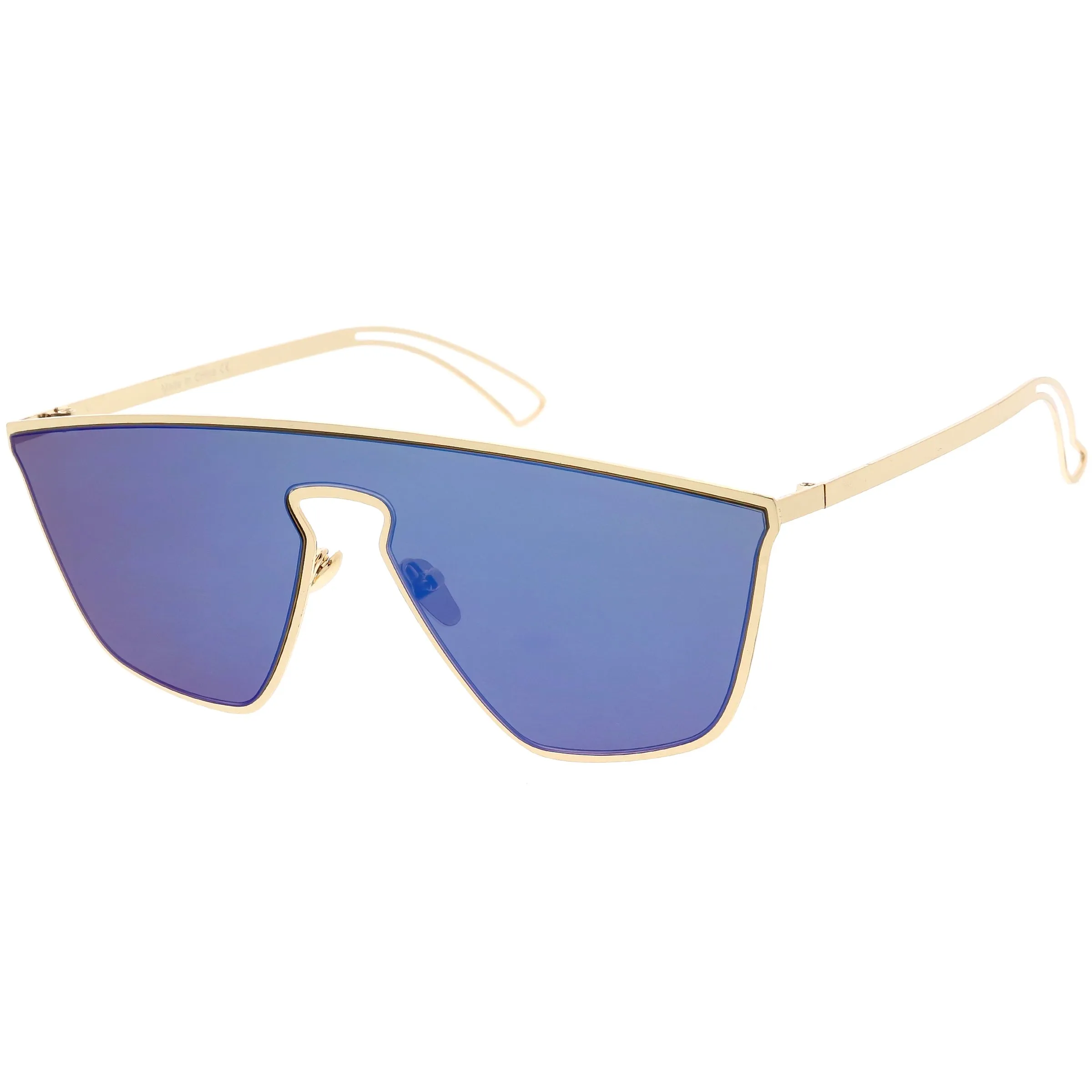 Disco Retro Modern Mirrored Flat Lens Metal Sunglasses C870