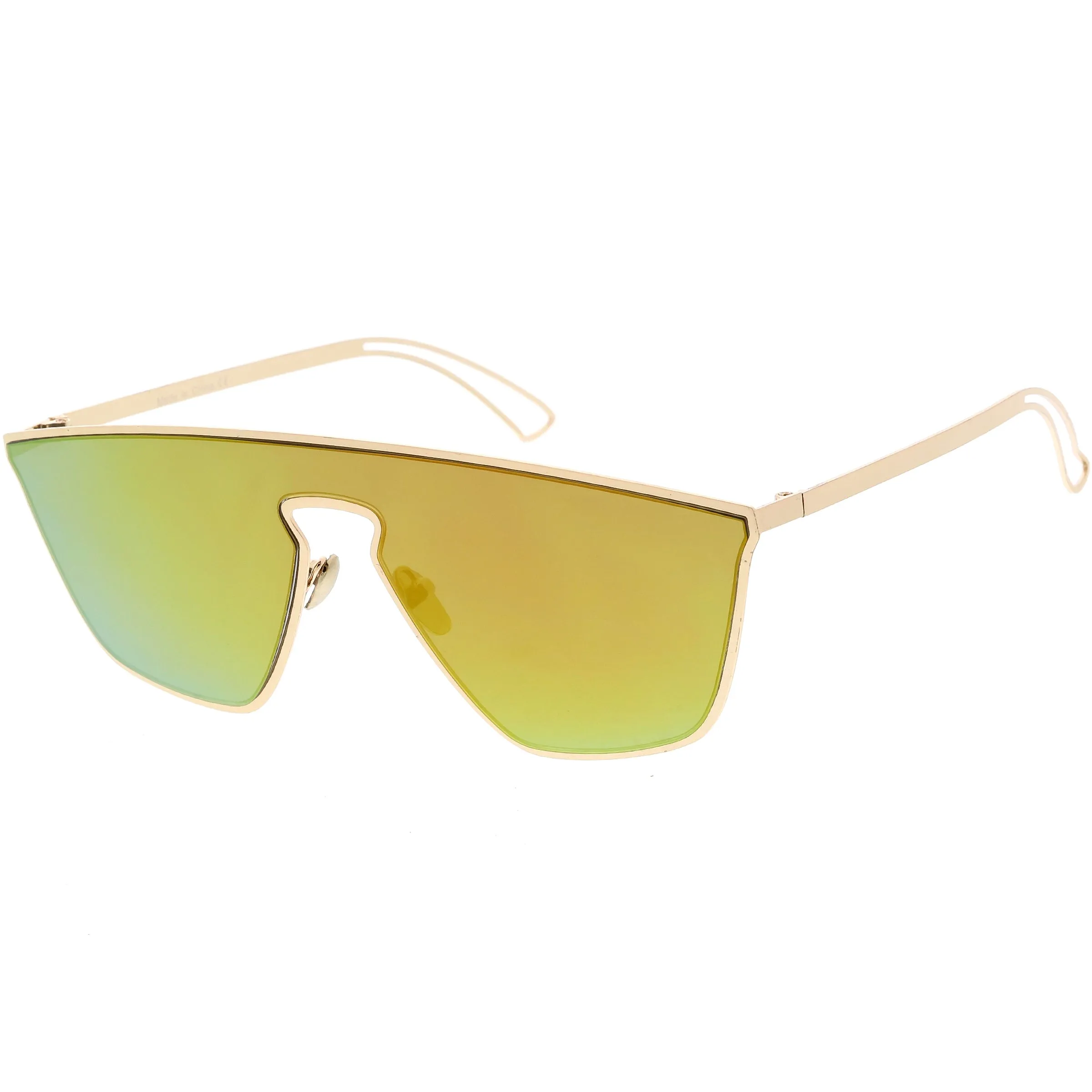 Disco Retro Modern Mirrored Flat Lens Metal Sunglasses C870
